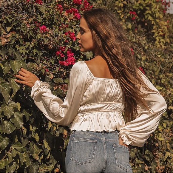 Lulu's Cream Satin Blouse - Picture 2 of 4